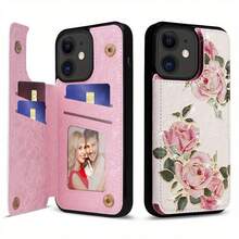 Funda tipo cartera de piel sintética con bloqueo RFID para phone 15/14/13/12/11 Pro. Incluye tarjetero, soporte, doble cierre magnético, relieve floral y diseño a prueba de golpes. Ideal para mujeres y niñas. - Colores mixtos 3 - Ver 5