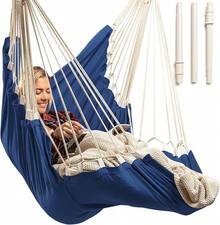 Hanging Hammock Chair Swing – Hanging Chair Outdoor & Indoor - Hammock Swing Chair – Quick & Easy Setup With Hardware Kit – Durable & Spacious Full Body Support – Holds 440 Lbs - 海軍 - 查看 2