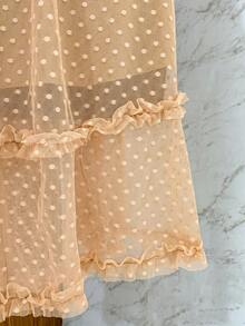 Ruffle Tulle Skirt With Polka Dots And Loose Evangelical Godet - 杏色 - 查看 3