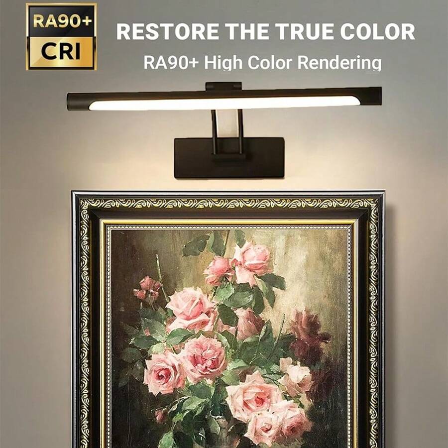 现代 LED 可充电壁灯和无线绘画灯（电池供电）– 黑色和金色可选 无线安装 | 触摸控制开关 | 可充电梳妆台灯，具有 3 种色温模式、无级调光、遥控和定时功能，非常适合走廊、客厅、卧室和书房的家居装饰