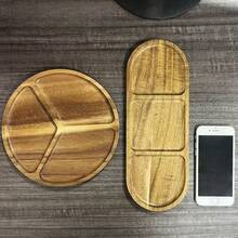 Wooden Tray, Oval Divided Platter, Breakfast Tray, Snack Tray, Tray For Cake, Nuts, Fruits, Snacks, Party, Picnic And Serving Tray, Food Display, Kitchen Utensils - Yellow - View 10