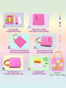 1 Set Creative Sewing Kit - DIY Handbag Craft Set, Includes Safety Pins, Felt Fabric And Simple Instructions, Educational And Fun, Inspiring Creativity And Fine Motor Skills Development. - Multicolor - View 3