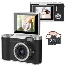 高清数码相机,180°翻盖拍摄数码相机,8倍变焦数码相机,自动对焦4800万像素高清摄像机,防抖,适合初学者和成人,数码高清相机