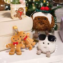 1 pieza Adorno colgante de muñeco de jengibre de Navidad de dibujos animados lindo, decoración navideña, muñeca de peluche de pudín, muñeca de bola de nieve, decoración de árbol de Navidad