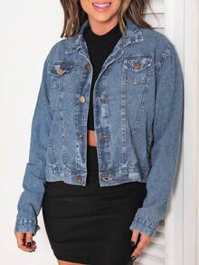 Dialogo Denim Jacket Lined In Sherpa With Pockets And Buttons Festa Junina - 淺色水洗藍 - 查看 4