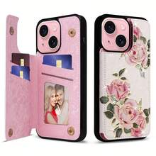 Funda tipo cartera de piel sintética con bloqueo RFID para phone 15/14/13/12/11 Pro. Incluye tarjetero, soporte, doble cierre magnético, relieve floral y diseño a prueba de golpes. Ideal para mujeres y niñas. - Colores mixtos 3 - Ver 10