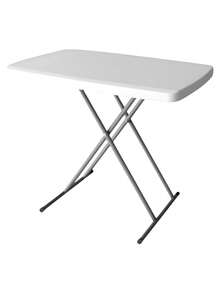 Mesa plegable de plástico auxiliar resistente (ajustable medidas) 75x50 ideal como mesa de trabajo, comedor o para jardín, perfecta para picnic o campismo, soporte 60 kg, diseño compacto y ligero - Blanco - Ver 2
