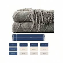 MACAR Pie de Cama, Camino Decorativo para Colcha o cobertor, Suave y Ligera con Textura Decorativa y Flecos. - Oxford - Ver 3