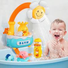 1pc Baby Bath Shower Toy, Electric Duck Sprinkler With Waterproof Function, Battery Operated Water Spray Toy With Suction Cup For Bathtub Play