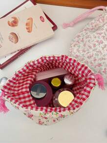 1 pezzo Borsa multifunzione con stampa floreale ditsy, borsa per fotocamera, borsa per il trucco, borsa con coulisse, borsa da viaggio, borsa per il trucco portatile, borsa per prodotti per la cura della pelle, borsa per articoli da toeletta, organizer per gioielli, organizer per rossetti, organizer per oli per le labbra, organizer per smalti, organizer per fermagli per capelli, portafoglio, elementi essenziali da viaggio, elementi essenziali per dormitorio, regali di compleanno, regali per damigelle, regali per la mamma, regali per insegnanti, regali di San Valentino