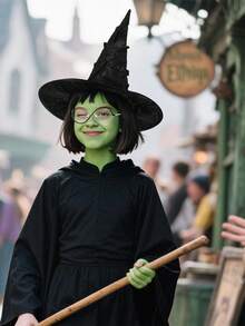 Kostium czarownicy z okularami i akcesoriami dla kobiet na Halloween Czarodziej Cosplay - Wielokolorowe - Zobacz 7