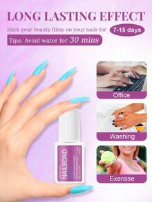 Extra Strong Brush-On Nail Glue For Acrylic Nails, Nail Tips & Press-On Nails (8ml) With File For Glue-On Fake Nails, Fix Broken Nail Repair. Acrylic Nail Glue Nail Bond Nail Glue Gel - 1PC - Xem 4