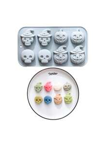 1 pièce Moule en silicone, matériau en silicone, série Halloween, squelette, citrouille, thème sorcière, moule en silicone thème citrouille squelette, ustensile de cuisson, moule à gâteau et chocolat, bac à glaçons, moule à résine