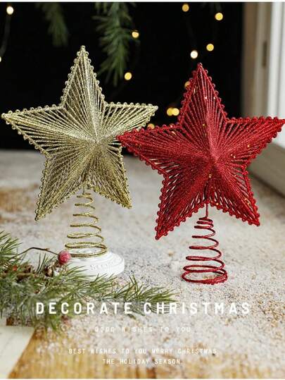 1 peça de estrela para topo de árvore de Natal de 23,5 cm (9,25 pol.), adequada para decoração de casa, árvore de Natal e festas ao ar livre. Decoração festiva de interiores, usada para decoração interna e externa de festas de Natal, aniversários e outras festas. Decoração de casa, decoração de Natal, decoração de quarto e decoração de inverno.