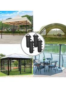 1PC /4Pcs Heavy-Duty Weight Bags With Secure Straps, Sand Bag Tent Kit For Garden Gazebo Marquee Party Tent Set - Leg Weights Foot Sand Bags Tent Weights Sand Bag Oxford Cloth Canopy Weight Reusable Empty Weighting With Handle Fixed Sandbag - Windproof Sandbags For Outdoor Sunshades, Pop-Up Tents & Gathering Canopies, Portable Weight Bags|Sleek Black Design|Sturdy Handle Design - Black - View 10