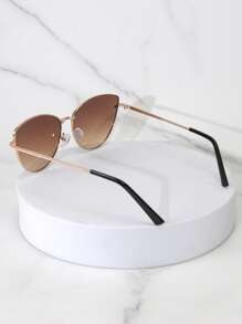 1 件装金属猫眼装饰眼镜女士新款欧美猫眼时尚眼镜个性街头风格时尚眼镜跨境时尚眼镜猫眼形墨镜