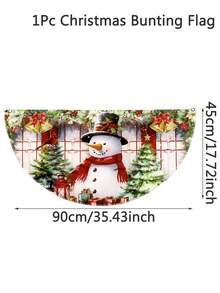 1pc Christmas Bunting Fan Flag, Watercolor Snowman Xmas Tree Design Bunting Flag,Polyester Fabric Fan-Shaped Flag, Christmas Snowman Santa Half Fan Banner Xmas Party Decoration, Christmas Decorations For Home 2025, Christmas Outside Garden Patio Decor - Multicolor - View 15