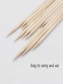 100 piezas de palitos de madera de naranja de 114 mm/4.49" para empujar la cutícula y limpiar las uñas, adecuados para salones de uñas y manualidades de arte de uñas DIY - Beis - Ver 3