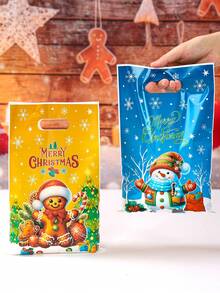 50个圣诞礼品袋，圣诞老人、雪人、驯鹿、姜饼人图案塑料袋，圣诞卡通风格礼品装饰袋，圣诞快乐装饰品，圣诞派对用品，圣诞小礼品袋，购物小物包装袋，家庭聚会礼品包装用品，厨房包装用品，2026新年装饰品，派对小礼物 - 聖誕卡通混款 - 查看 8