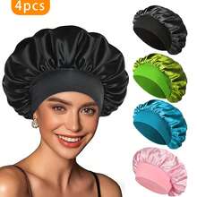Awegeo Gorro de dormir de seda para mujer, gorro de satén para el cabello, gorro de dormir de seda suave y elástico, cubierta de cabello de seda para cabello rizado, decoración del hogar y el baño, gorro de verano para el cabello, playa, vacaciones - Multicolor - Ver 9