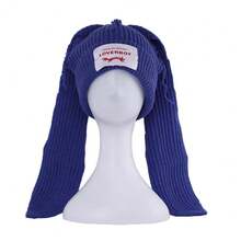 1PC Winter Knitted Hats For Women Cute Rabbit Ear Soft Warm Thick Acrylic Luxury Coupleboy Label Beanies Skullies Personalized Casual Party Couples Hats - Multicolor - View 20