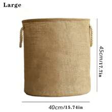 1pc Jute Laundry Basket, Large Capacity Laundry Hampers, Foldable Storage Baskets, Collapsible Laundry Baskets For Clothes, Towels & Toys Storage, Indoor Laundry Hampers, Perfect For Bathroom, Dorm, Laundry Room Organization And Storage