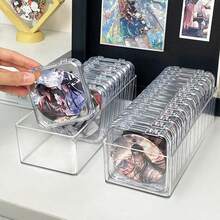 1pc/12pcs Transparent PS Peripheral Badge Holder Sealed Square Display Case - Clear - View 5