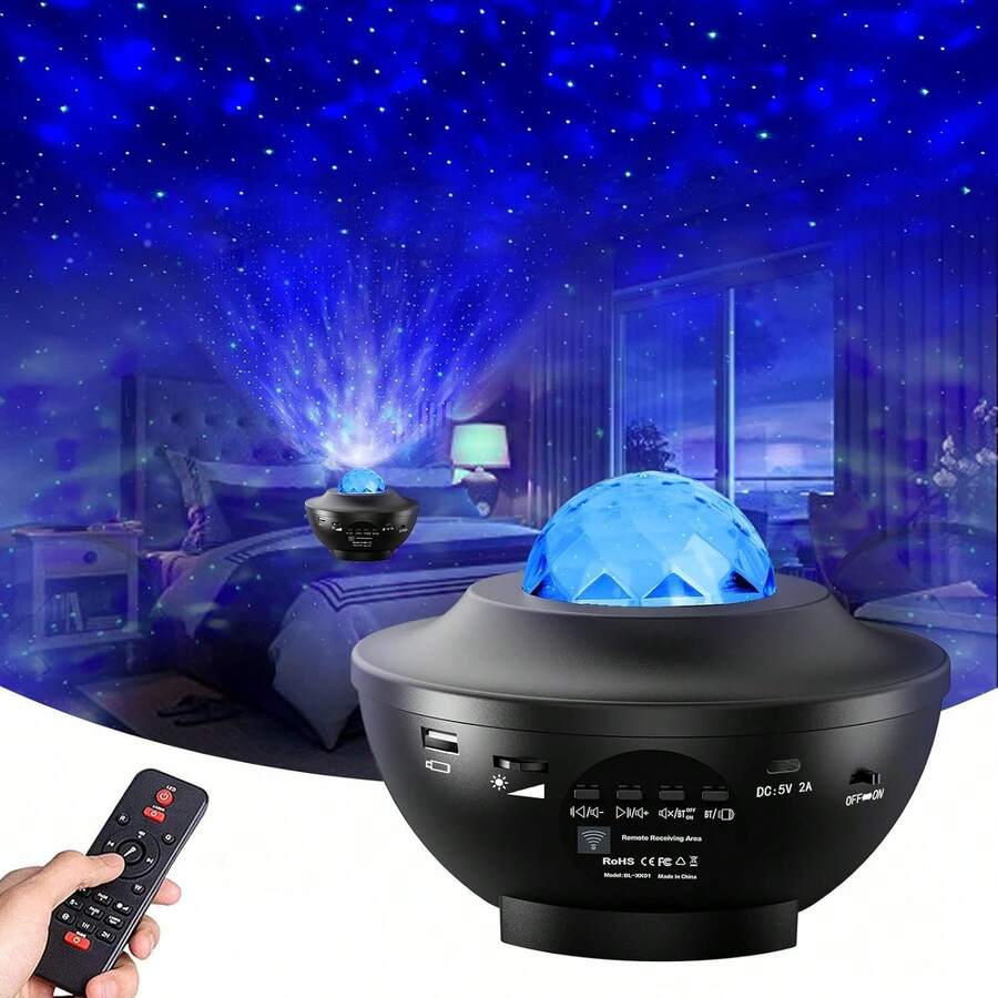 Galaxy Star Projector,Nebula LED Night Light For Room Decor, Ocean Wave Starry Sky Light Projector For Bedroom Home Theater, Remote & Bluetooth Speaker, Christmas For Adults - 預設 - 查看 1