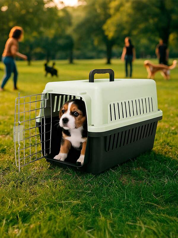 Transportadora rígida 48x31.5x30 cm con puerta metálica segura, diseño transpirable y asa ergonómica, ideal como jaula para viaje o caja para transportar perro, gato u otras mascotas pequeñas