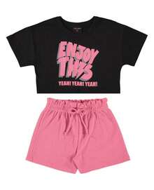 Conjunto Blusa e Short Clochard Infantil Guloseima - Preto - Visão 1