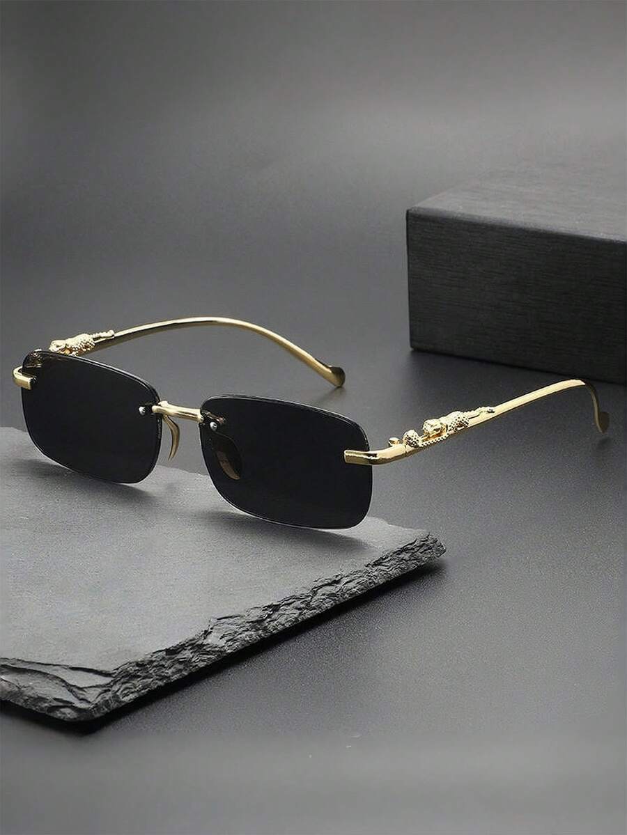 1pc New European And American Square Small Frame Fashion Glasses For Men And Women, Daily Wear, Outdoor, Sun Protection, Driving, Beach Vacation, Photography, Decorative - Multicolor - View 1