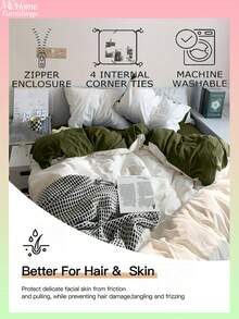 3件套白色和绿色超柔软宿舍床上用品套装，亲肤透气羽绒被套和枕套套装，适用于学生卧室，可水洗返校床上用品