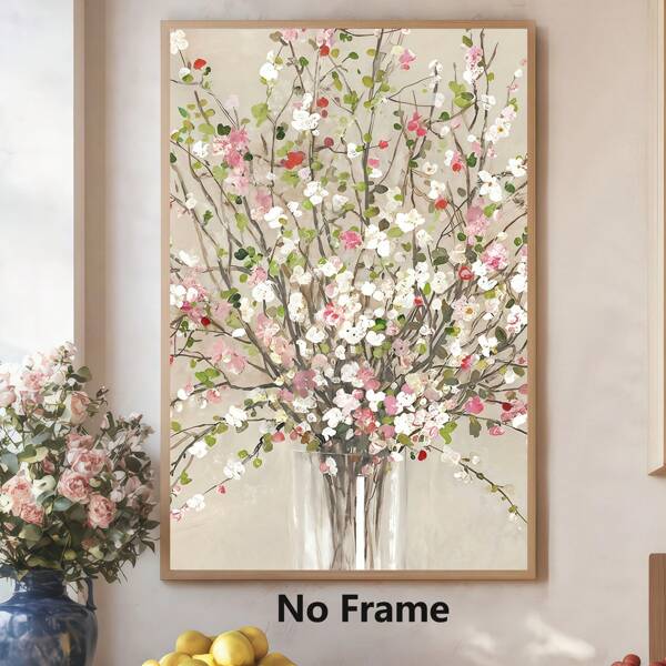 1 Piece,Modern Flowers, Modern Frameless Art Decoration Painting, Printed Posters Mural, Waterproof Canvas,Suitable For Home, Office, Bedroom, Living Room, Study, Bathroom, Bar, Wall Arts And Home Decoration, Is An Ideal Holiday Gift