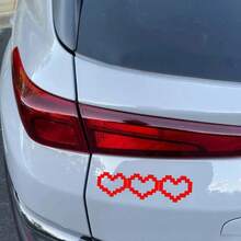 Pixel Heart Shaped Car Tail Light Sticker, Universal Tail Light & Headlight Decal, Car Exterior Decoration Sticker