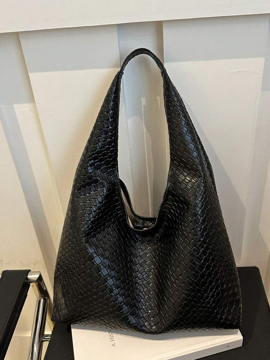 1 pièce Sac à épaule en PU tressé en forme de croissant à la mode pour femmes avec porte-monnaie