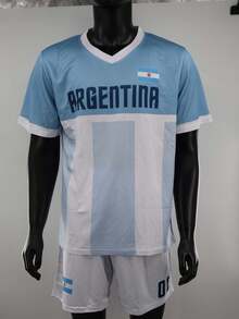 潘帕斯雄鹰阿根廷定制图案和标志，姓名和号码男女通用足球衫，透气速干时尚运动 T 恤，适合羽毛球、排球和足球训练