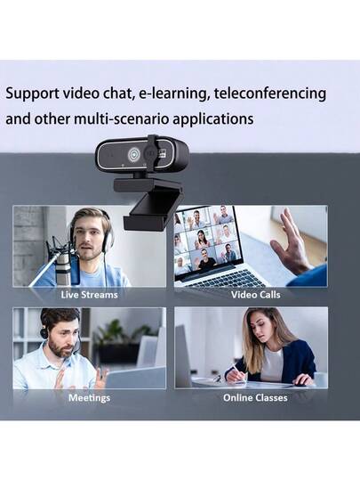 4K/2K/1080P USB Webcam Auto Focus, Privacy Cover, Plug Play Camera PC/Laptop, Zoom, Streaming, Remote Work view 4