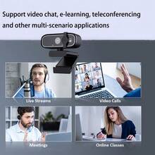 4K/2K/1080P USB 网络摄像头，带自动对焦和隐私盖 | 即插即用，兼容 PC/笔记本电脑、Zoom、直播和远程办公 - 彩色 - 查看 6