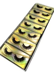 10/16/21 Pairs Fluffy&Thick 3D False Eyelashes With Glitter Paper Box,Lashes Bulk Christmas Gifts,3D Cat Eye Eyelashes Natural Soft,Protable, Makeup Manga Lashes,Dramatic Messy Mink Lashes Wispy, Individual Package Faux Mink Lashes Wholesale - 黑色 - 查看 6