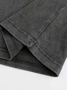 230g Washed Batik Vintage Short-Sleeved T-Shirt, Double-Sided Printed Flowers, Christianity, Men, Cross, God.