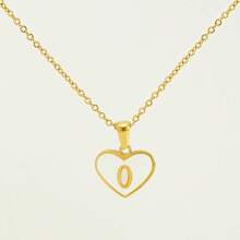 1pc Personalized Heart-Shaped White Shell Initial Necklace Stainless Steel Non Tarnish Women Letter Necklace