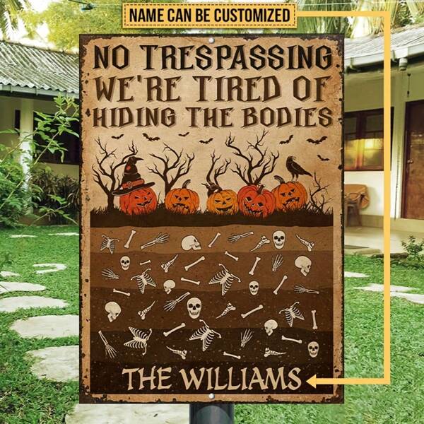 Cartel de jardín personalizado "No Entrada" humorístico de Halloween - Señal de metal de hierro con calabaza y calavera, en idioma chino, con múltiples opciones de instalación, uso multipropósito