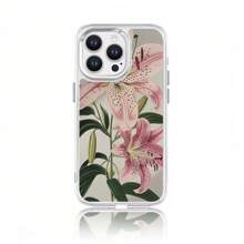 Lily Pattern Mobile Phone Case Decorated With Pink Blossoms And Green Leaves Design Suitable For IPhone 16 15 14 13 12 11 Pro Plus Promax Models TPU Material Shockproof Protection It Is A Great Gift For Family Friends Children Birthdays Spring Festival Holidays Boyfriends Girlfriends And Valentine's Day