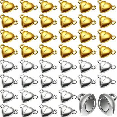 10/20/30 piezas Accesorios para hacer joyas con broches magnéticos con forma de corazón para pulseras y collares