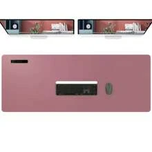 60 x 35 厘米真皮桌垫，真皮鼠标垫，电脑键盘一体式桌垫，大号鼠标垫，笔记本电脑游戏桌垫，高端桌垫，真皮书写学习防污清洁桌面，防滑护眼真皮桌垫，大号鼠标垫，防滑桌垫，防水PU真皮桌面保护垫，书写垫，适用于办公室和家庭（浅紫色）