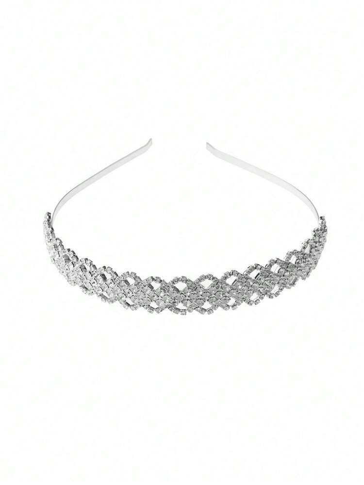 1 peça/2 peças Tiara de Coroa de Cristal da Moda, Acessório de Cabeça Nupcial Glamoroso e Brilhante, Adequado para Acessório de Vestimenta de Casamento/Evento/Festa/Aniversário/Banquete para Mulheres/Meninas, Acessórios do Dia dos Namorados - Multicolorido - Visão 7