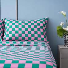 Best Season 4 Piece Bed Sheet Set - Full Size - Soft Microfiber Bedding Sheet Set, Deep Pocket, Stain, Fade & Wrinkle Resistant (Plaid Black & White), Luxury Comfortable - Plaid Pink & Green - View 6