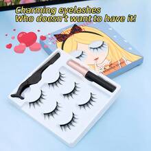 3 Pairs Magnetic Eyeliner & Lashes Set, 10 Styles, Easy To Wear, Reusable, No Glue Needed. Soft & Slim, Suitable For Holiday Parties - Black - View 1