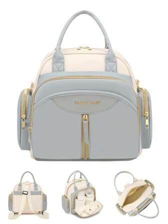 1pc New Colorblock Handheld Small Maternity Diaper Bag With Insulated Pocket, Fashionable Mini Infant Nursing Bag For Pregnant Women