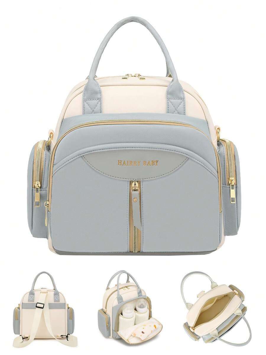 1 件全新彩色手持式小型孕妇尿布包，带隔热口袋，时尚迷你婴儿哺乳包，适合孕妇 - 拼色 - 查看 1